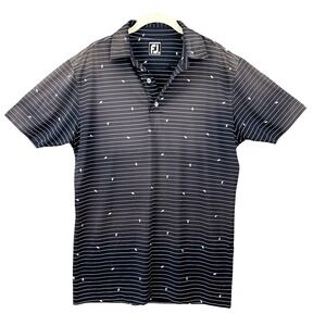 FootJoy FJ Athletic Fit Golf Polo Mens Size‎ M Navy Striped Sun-Faded Washed